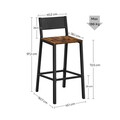 Set 2 scaune de bar, Vasagle, 50.7x43.1x97.2 cm, PAL/otel, max 130 kg, maro rustic