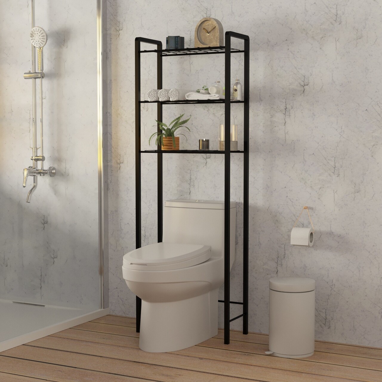 Raft pentru baie, Puqa Design, Otis, 165x69.3x7.7 cm, Metal, Negru - 1 | YEO
