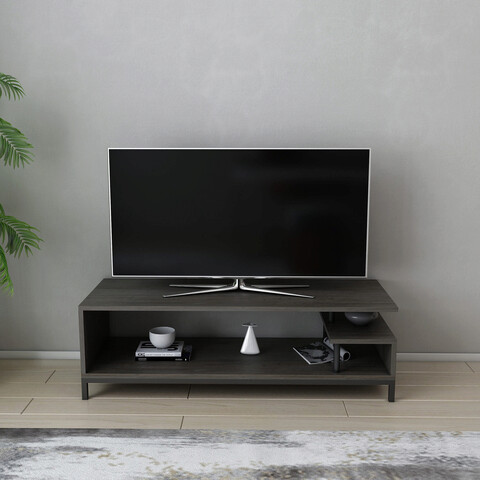 Comoda tv, retricy, reilly, 120x44.6x37.6 cm, pal, negru / gri închis