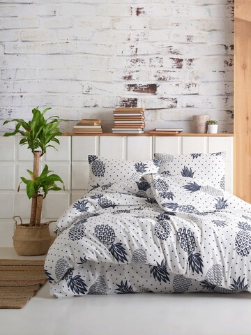 Lenjerie de pat dubla, night - white, enlora home, bumbac ranforce