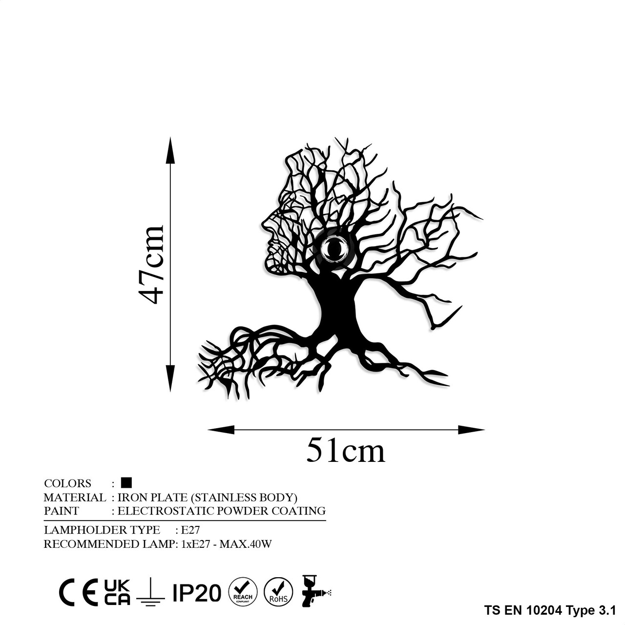 Aplica de perete, Shadow, 526SHD1177, Metal, Negru