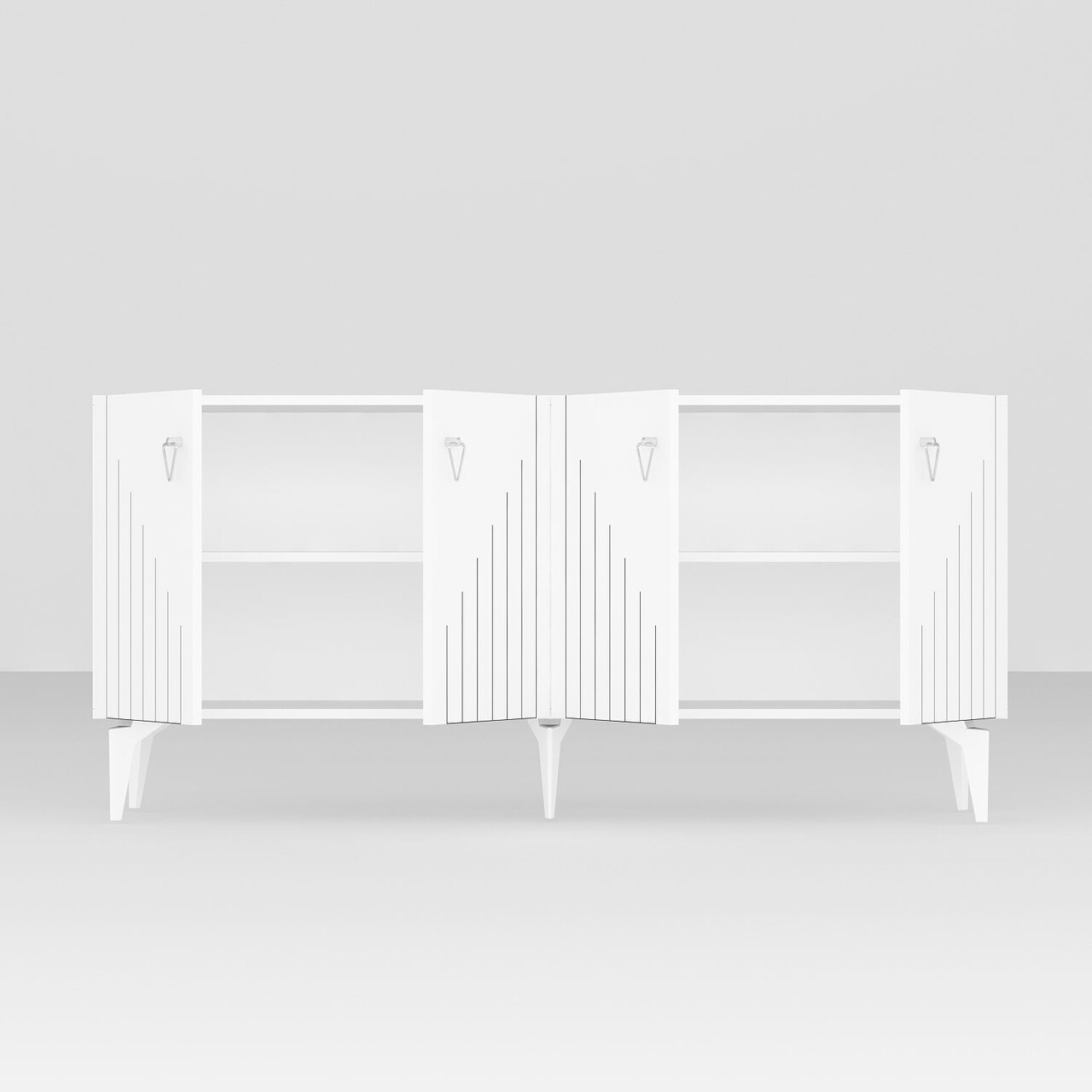 Consola, Hanah Home, Meda, 150x79x40 cm, PAL , Alb / Argintiu - view 6
