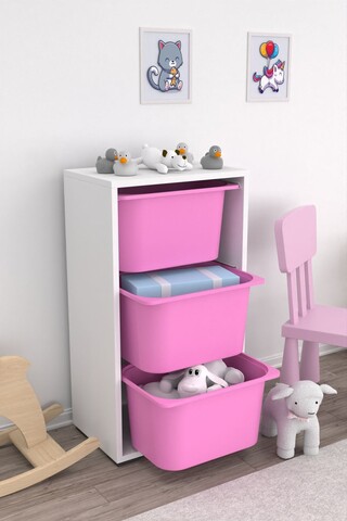 Dulap multifunctional, Estella, Bronz 3D, Alb/Roz