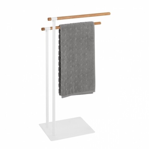 Suport prosoape macao, wenko, 43 x 24 x 79 cm, lemn/inox, alb/natur