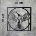 Decoratiune de perete, Da Vinci Bird, Metal, Dimensiune: 50 x 50 cm, Negru