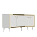 Consola, Olivia, Ponny, 150x40x79 cm, PAL , Alb/Auriu