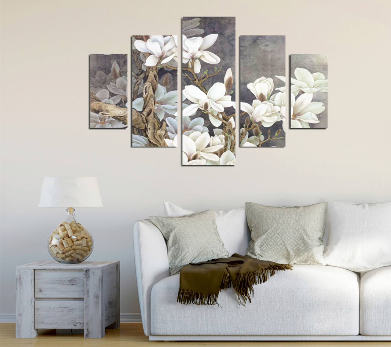 Set 5 tablouri decorative, ST249, MDF , 56 x 20 cm, Multicolor