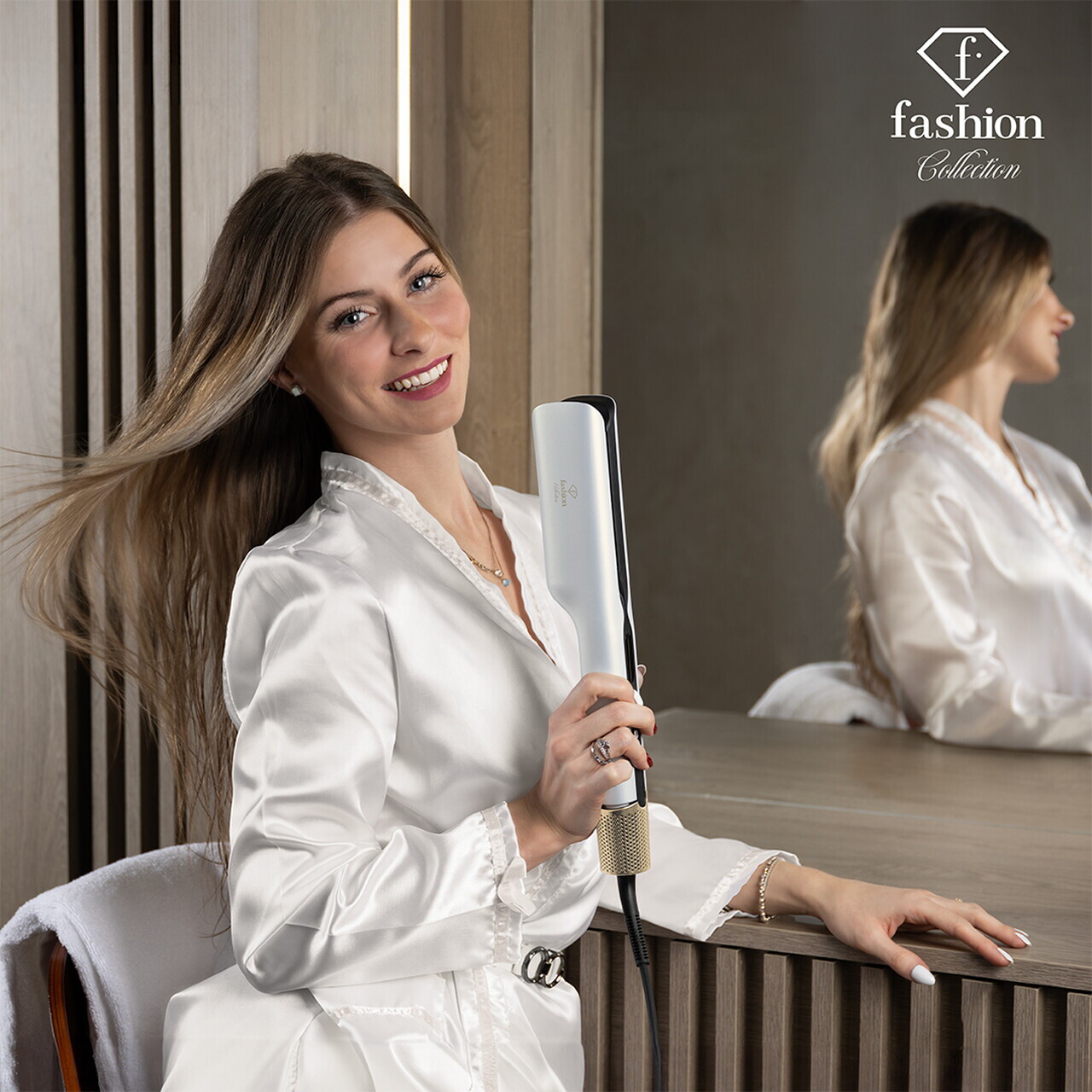 Placa de par cu uscator, 2 in 1 Fashion TV, Pearl White-Gold, 1000W, 230°C, 3 viteze, 3 trepte de temperatura, invelis ceramic, alb - view 13