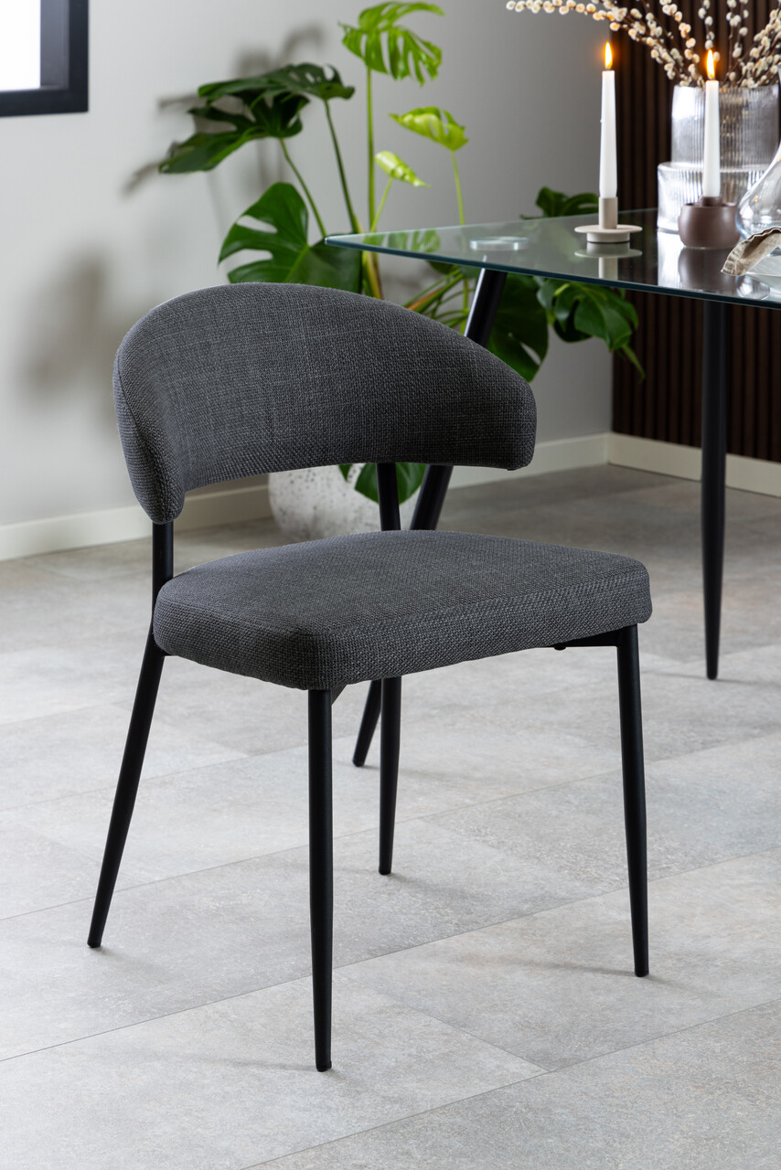 Scaun Edina, Actona, 56x55x77 cm, tesatura structurata/otel, gri inchis - view 5