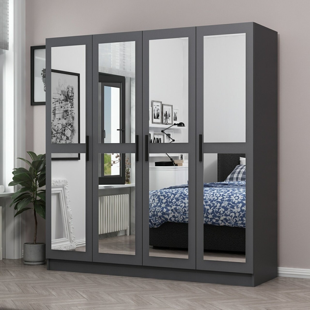 Dulap pentru haine, Minerva, Kale, 180x210x52 cm, PAL, Antracit - 1 | YEO