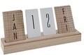 Calendar decorativ, lemn, bej/alb