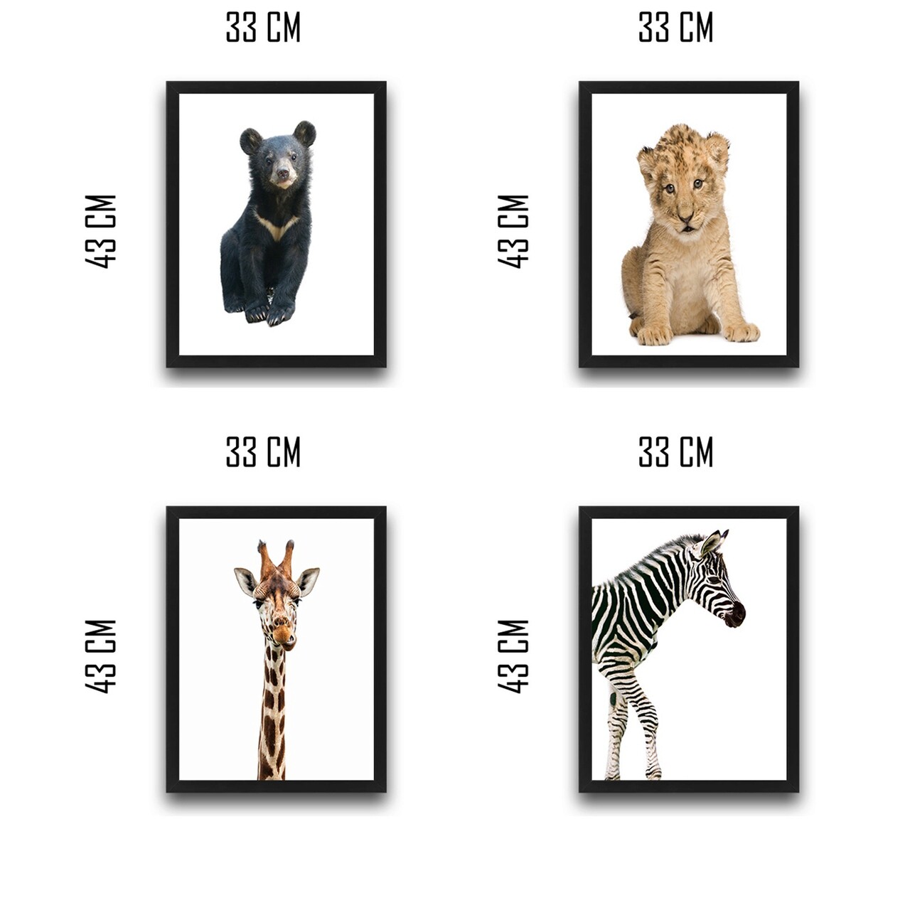 Set 4 tablouri decorative, Cute Animals Set, PAL, Hartie, Multicolor