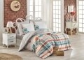 Lenjerie de pat dubla, 4 piese, 100% bumbac poplin, Hobby, Norma Turquoise, multicolora