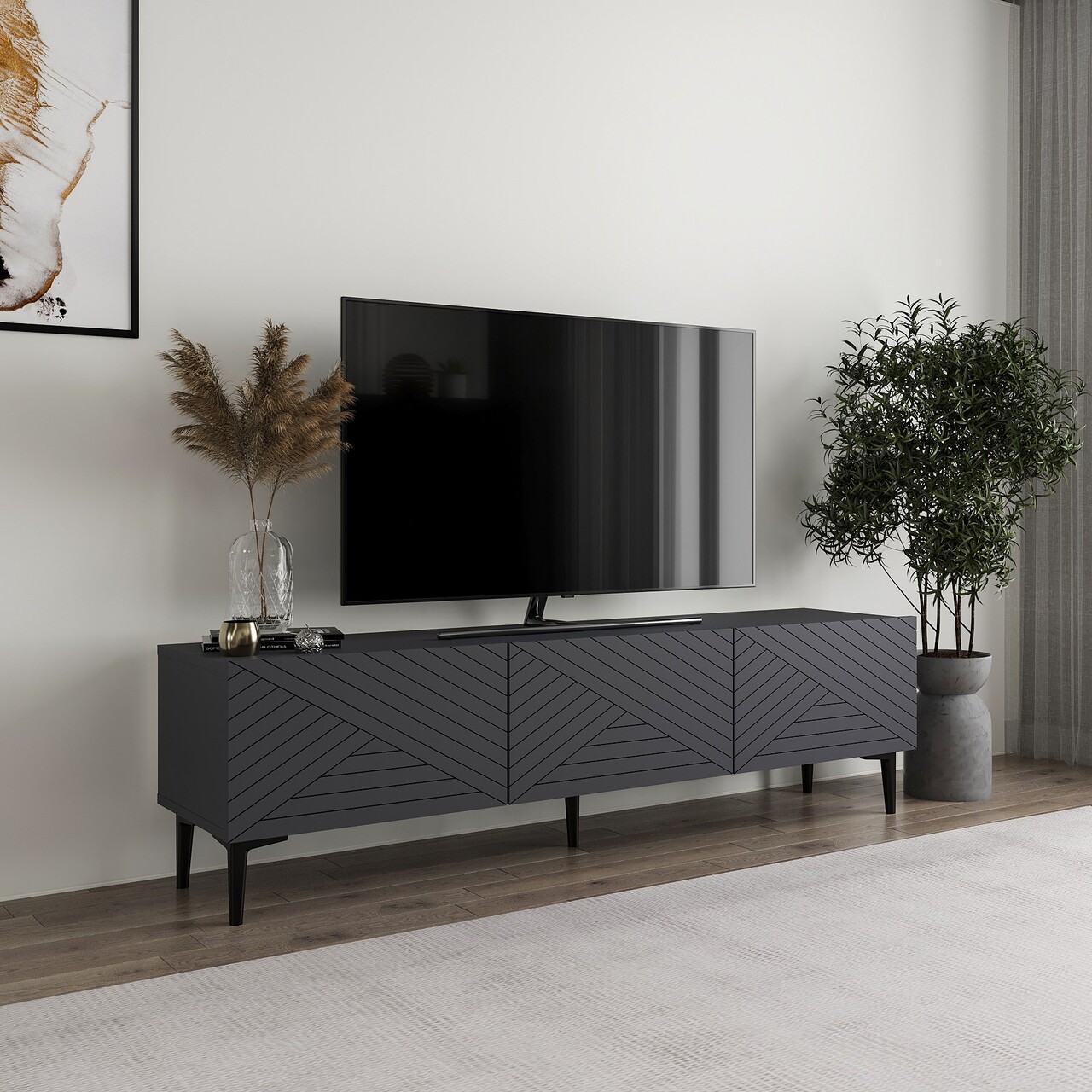 Comoda TV, Odessa, Felix, 160x44.1x31.4 cm, Antracit - 1 | YEO