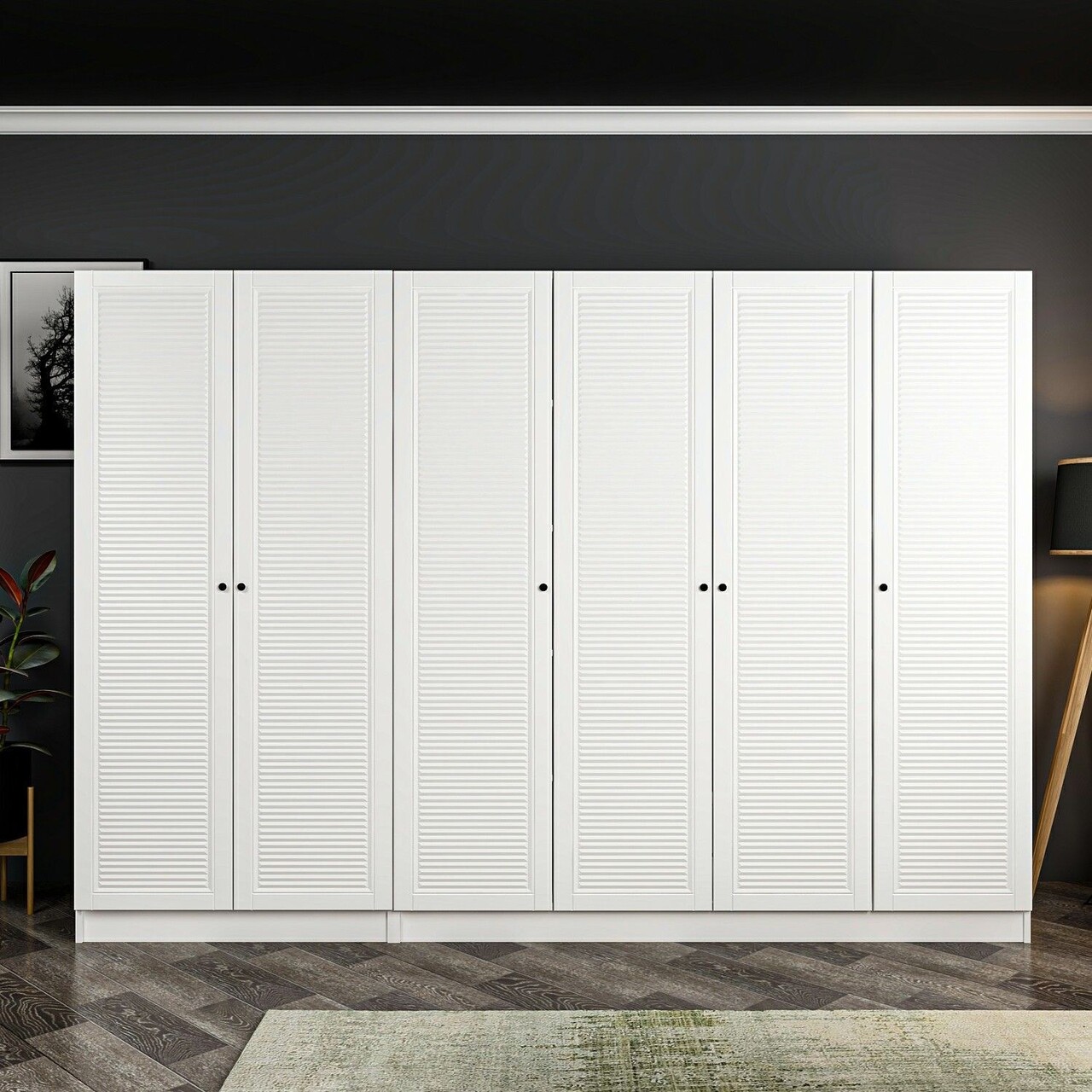 Dulap pentru haine, Minerva, Kale Mebran, 270x210x52 cm, PAL, Alb - 1 | YEO