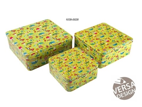 Set 3 cutii pentru depozitare tellez, versa, 23.7x22.2x8.9 cm, metal, verde