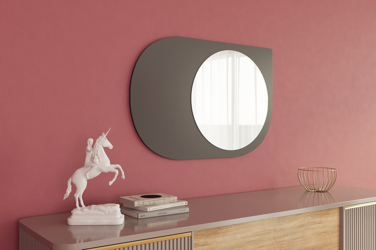 Oglinda decorativa, Siam, Pubble, 60x90x2.2 cm, Antracit - 1 | YEO