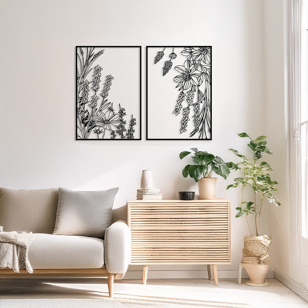 Set de accesorii decorative de perete din metal, DCV-1097-MT, Dimensiune: 35 x 50 cm (2 bucăți), Negru — imaginea 2