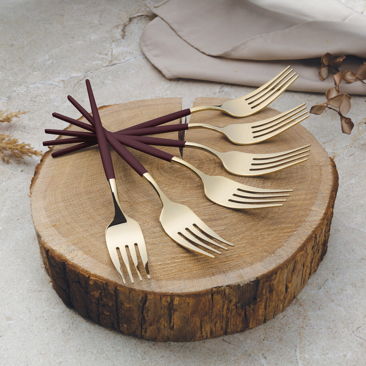 Set tacamuri 24 piese Berlinger Haus, Leonardo, inox, visiniu/sampanie - imagine 7