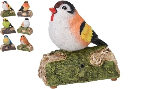 Decoratiune cu sunet Bird, 13.5x7x13 cm, polistone