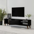 Comoda TV, Inarch, Benoit, Negru din lemn