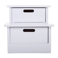 Scaun tip treapta, Melina, Creaciones Meng, 34x34x34 cm, 2 sertare, lemn de paulownia, alb
