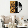 Ceas de perete, Wooden Clock 11, Lemn/metal, Dimensiune: 58 x 3 x 58 cm, Nuc / Negru
