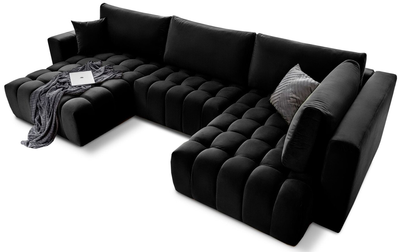 Coltar extensibil stanga 6 locuri ELTAP, LT-10LO, Bonito, 350x175x92 cm, lemn/poliester, negru - 1 | YEO