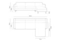 Coltar dreapta 3 locuri, Eden, Micadoni, 250x150x90 cm, catifea, gri beton
