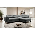Coltar extensibil dreapta 4 locuri ELTAP, RT-05VER, Noble, 255x201x100 cm, lemn/poliester, gri inchis