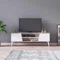 Comoda TV, Minima, Marelli, 150 x 54 x 35 cm, pal melaminat, stejar/alb