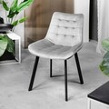 Scaun Colin, Homla, 53x51x83 cm, metal/MDF/velur, gri