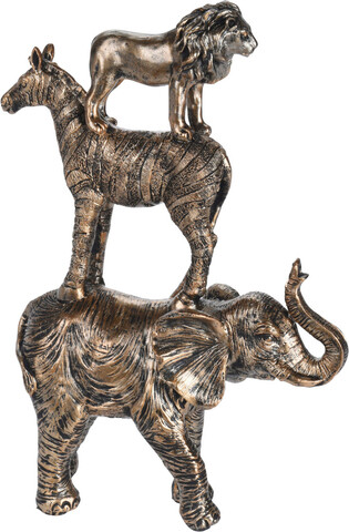 Decoratiune Wild animals, 18x6x27 cm, poliston, auriu