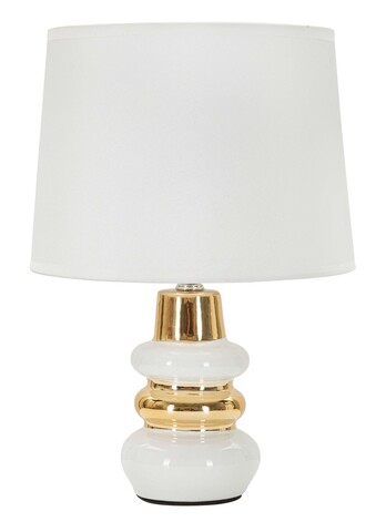 Lampa de masa Liara, Mauro Ferretti, 1 x E14, 40W, 23x32 cm, ceramica/fier, alb/auriu