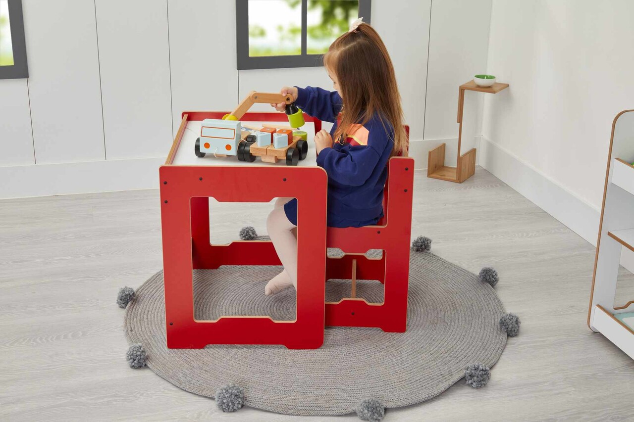 Set masa si scaun pentru copii, Hanah Home, Seagull, Rosu/Alb - view 5