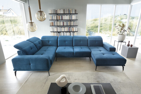 Coltar stanga 6 locuri ELTAP, LT-38LU, Neviro, 350x201x77 cm, lemn/poliester, albastru deschis