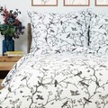 Lenjerie de pat King Size, Volatile, Homla, 3 piese, 200x220 cm, microfibra din bumbac, alb/gri