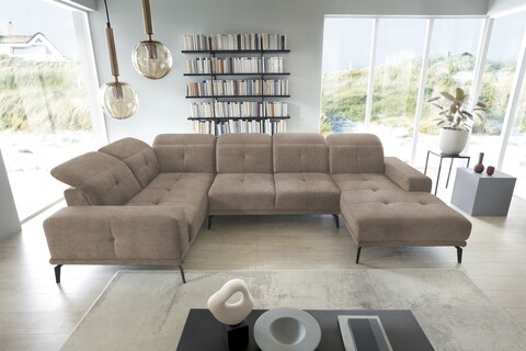 Coltar stanga 6 locuri ELTAP, LT-20LO, Neviro, 350x201x77 cm, lemn/poliester, maro deschis