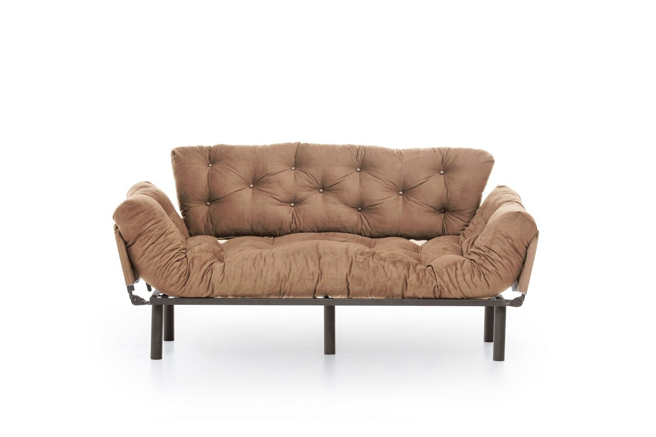 Canapea extensibila cu 3 locuri, Futon, 859FTN2868, Metal, Maro deschis - 2 | YEO