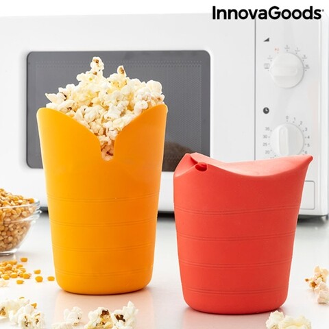 Aparat pentru popcorn din silicon pliabil Popbox InnovaGoods 2 piese, silicon InnovaGoods imagine noua 2022
