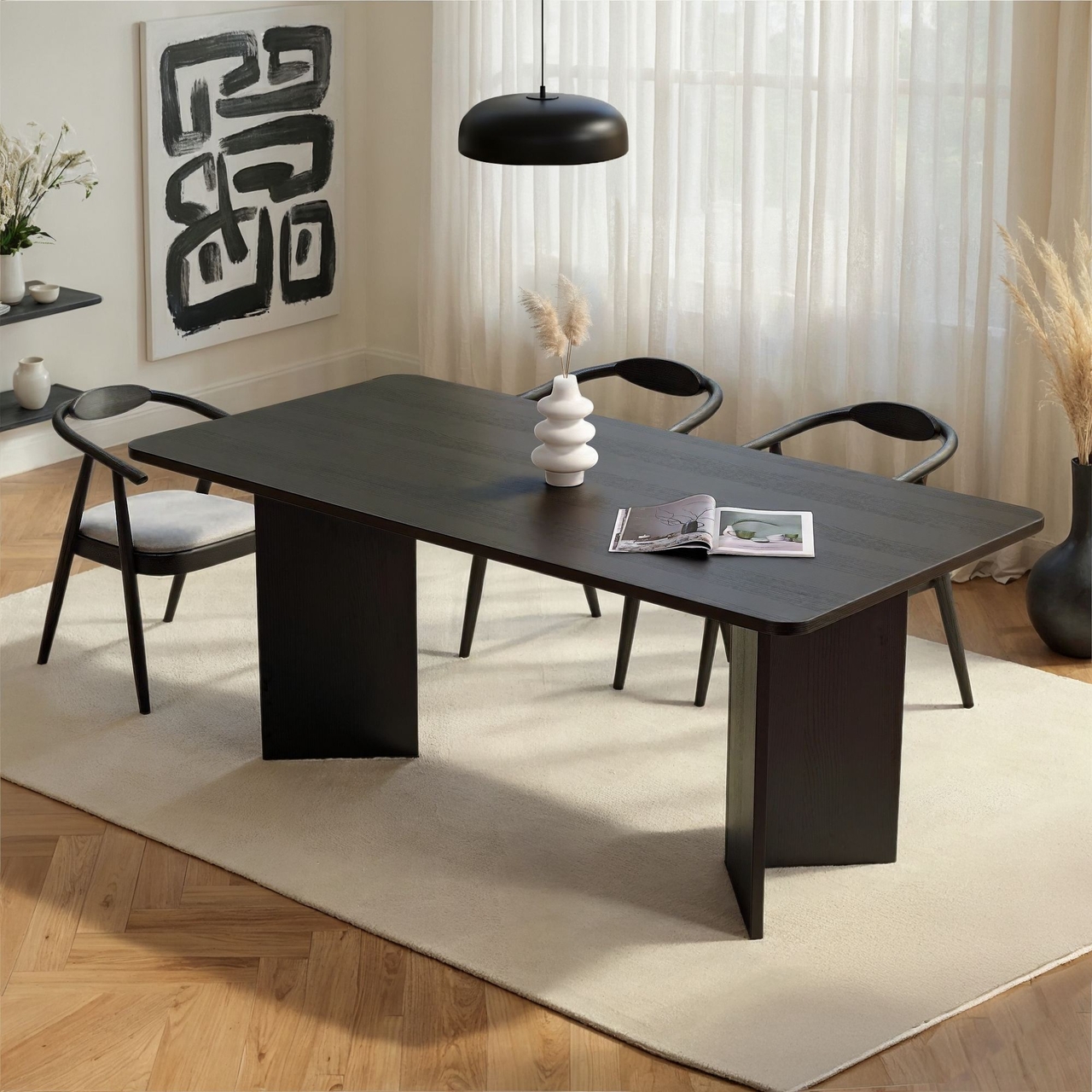 Masa, Nordure, Linza, 180x75x90 cm, Negru