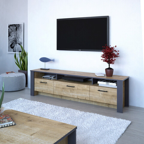 Comoda TV, Zena Home, Manhattan 180, PAL, Stejar / Gri închis 180