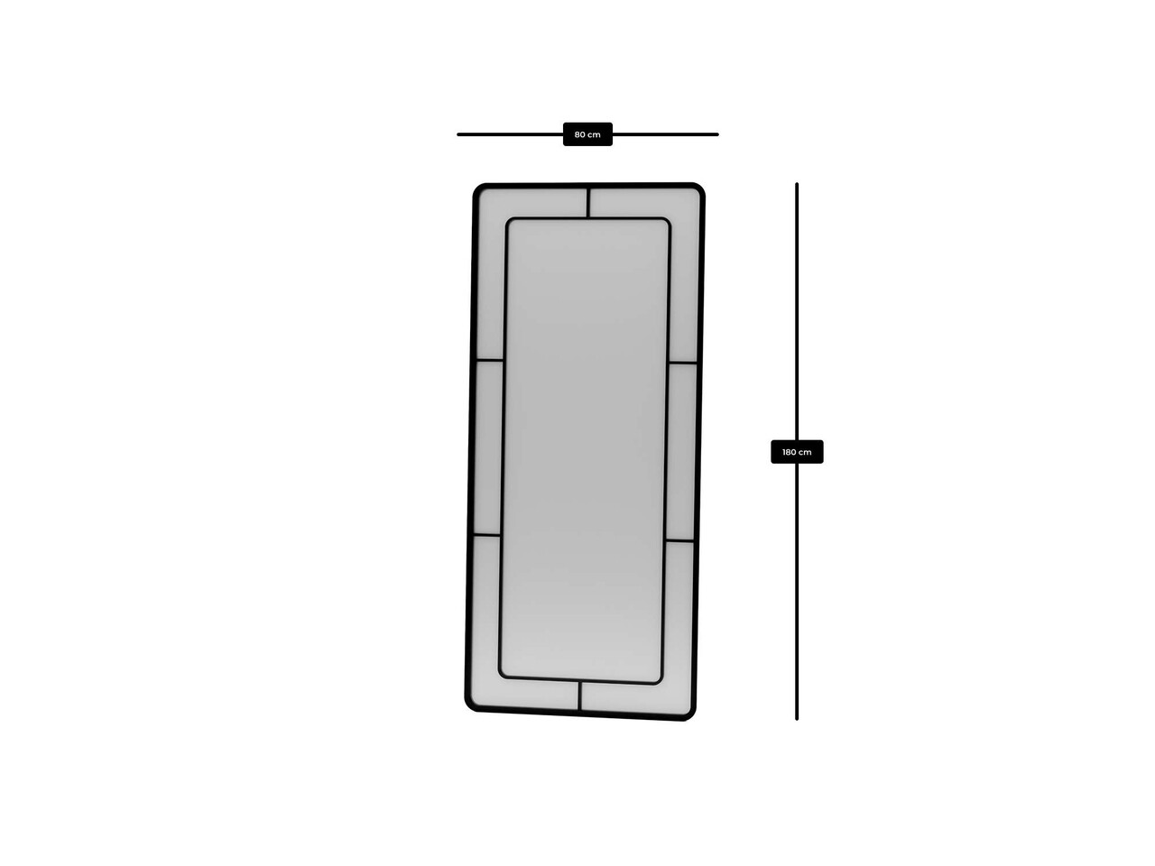 Oglinda Cheval, Hanah Home, Edgea, 80x180 cm, Metal, Negru