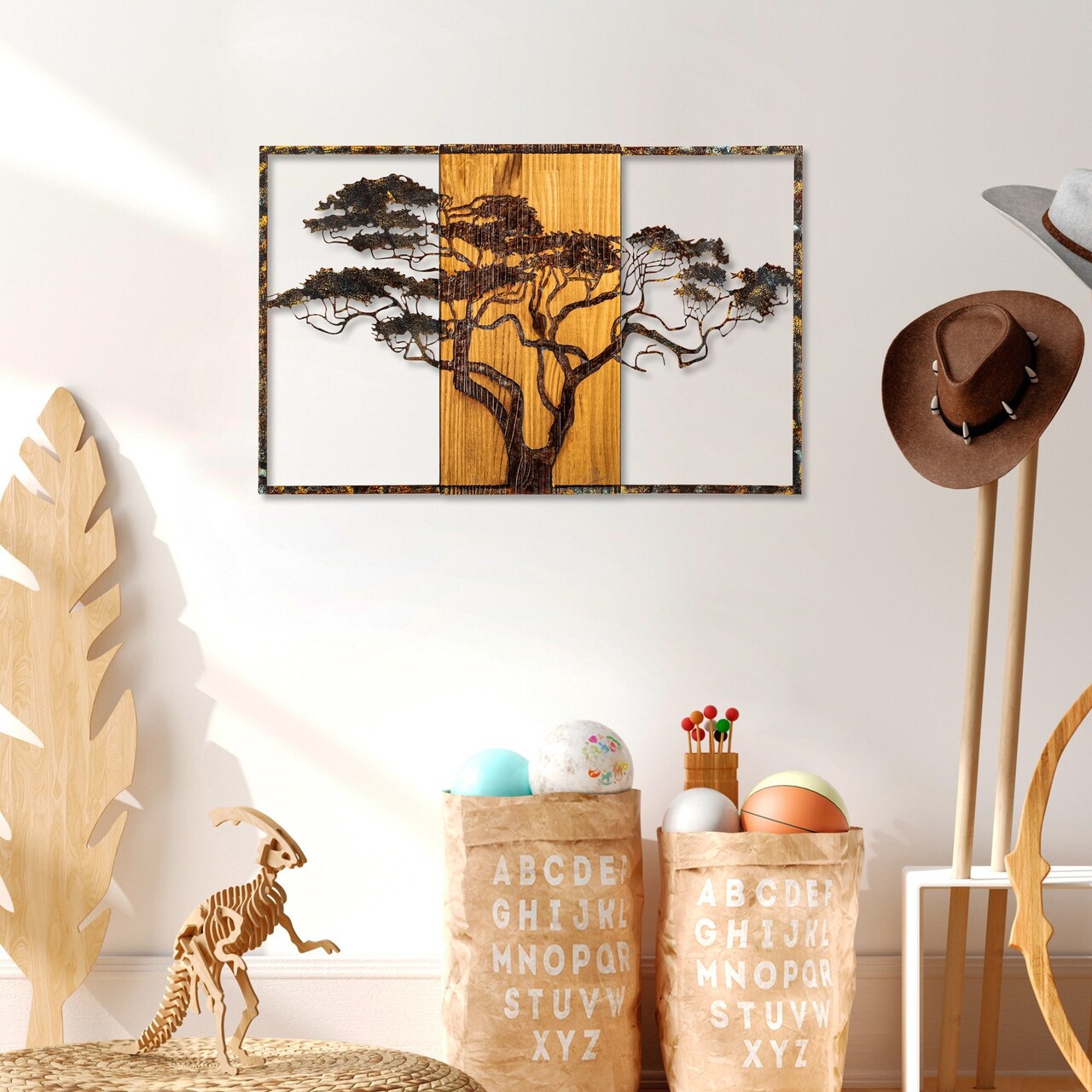 Decoratiune de perete, Acacia Tree, Lățime: 90 cm Înălțime: 58 cm Adâncime: 3 cm, Multicolor - view 2