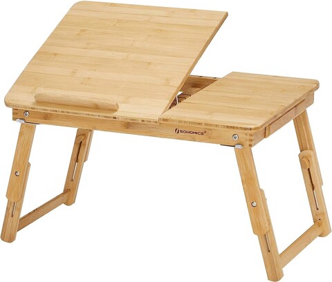 Masuta pentru laptop, songmics, lld01n, inaltime ajustabila, 55 x 35 x 21-29 cm, bambus