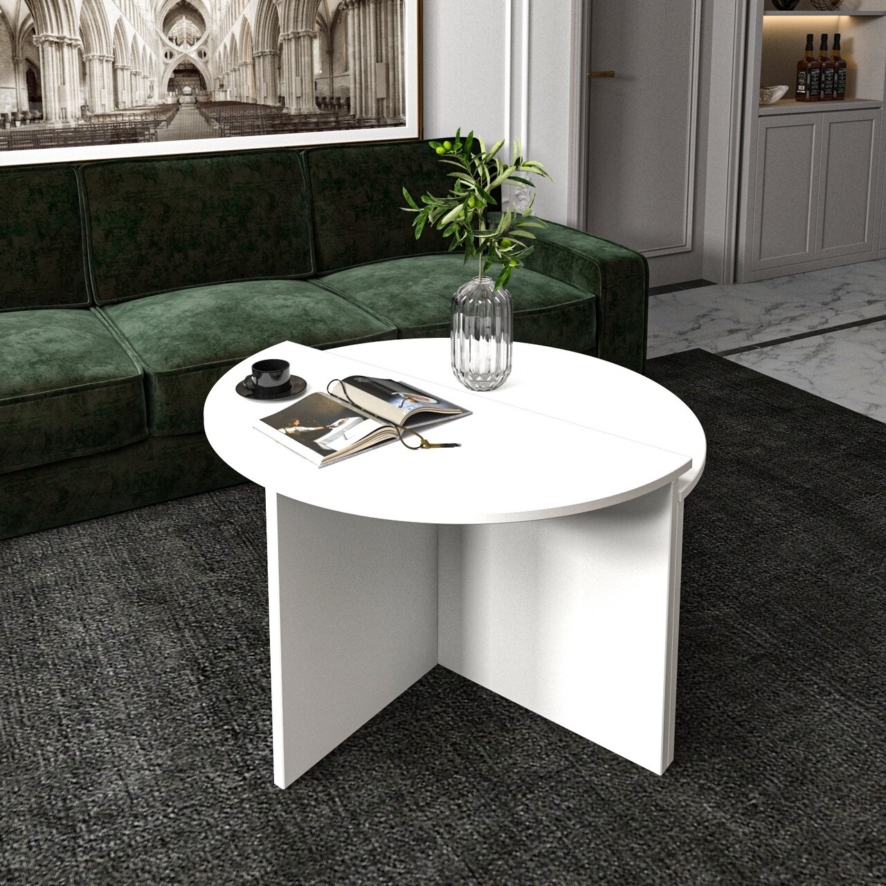 Masuta de cafea, Inarch, Dolunay, 70x51.8x38 cm, PAL, Alb - 1 | YEO