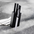 Set 5 cutite + suport Masterset, Homla, lemn/inox, negru