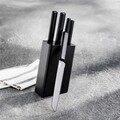 Set 5 cutite + suport Masterset, Homla, lemn/inox, negru
