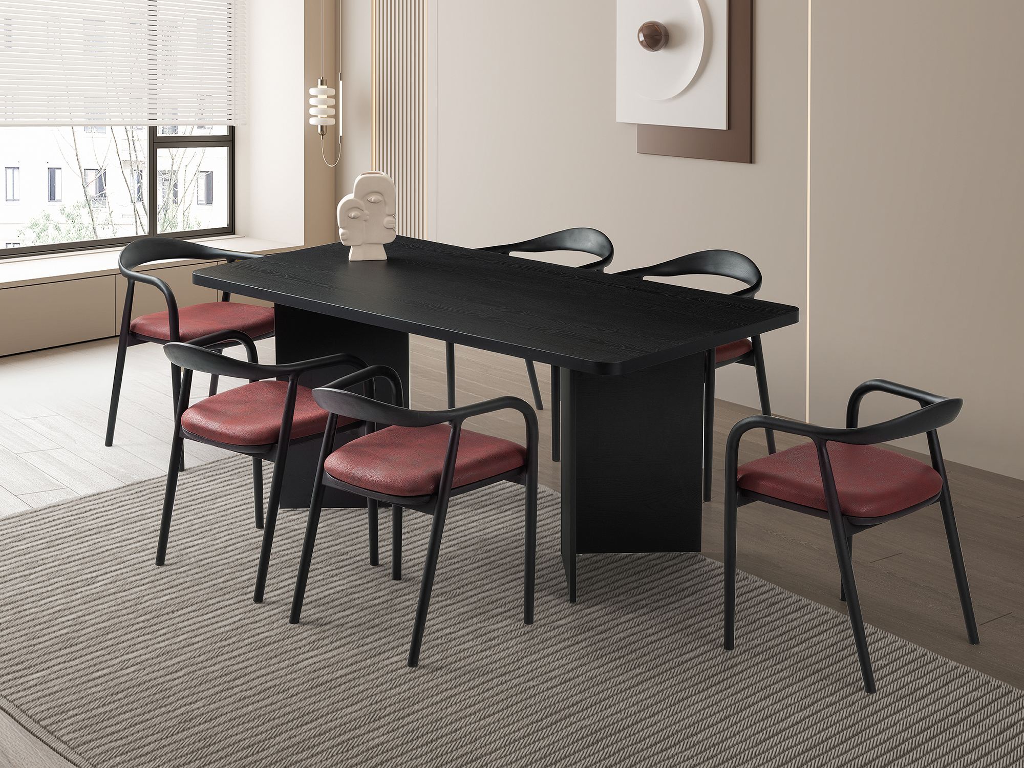 Masa, Hanah Home, Loft, 180x77x90 cm, PAL, Negru