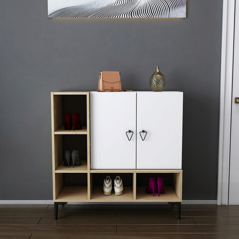 Consola, retricy, platin, 100x35x100 cm, pal, stejar / alb